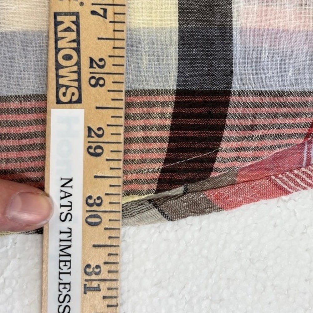 Tasso Elba Island Button Up Shirt Mens XL Plaid Short Sleeve Linen Blend Travel - Picture 7 of 9